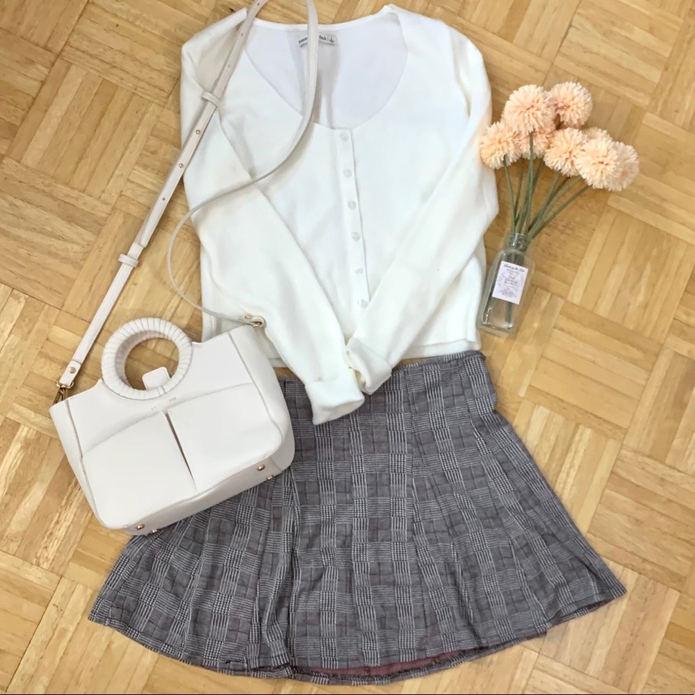 American Eagle skirt mini plaid grey Sz large